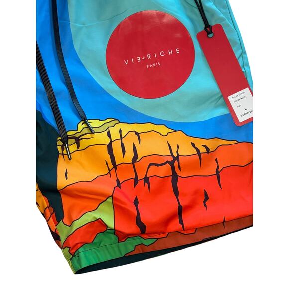 VISRICHE Men's Swim Trunks Size [L] – Canyon Graphic Board Shorts Drawstring - Picture 5 of 8